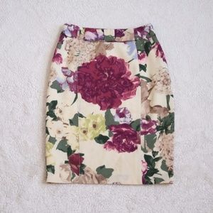 RED VALENTINO PENCIL FLORAL SKIRT